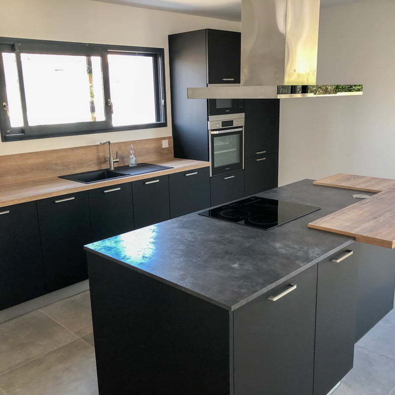 cuisine noire et bois