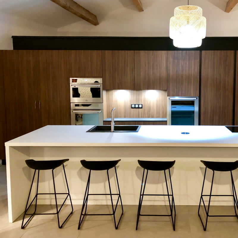 cuisine grand ilot blanc meubles bois ales