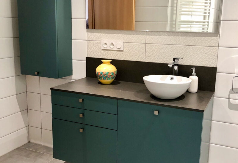 meuble salle de bain bleu canard